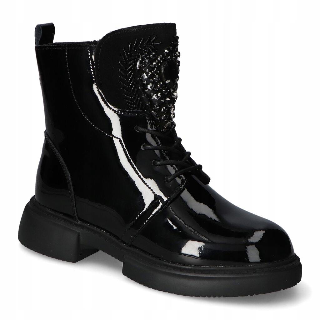 Filippo DBT6568/24BK Černé lakované kožené Kotníkové Boty 41