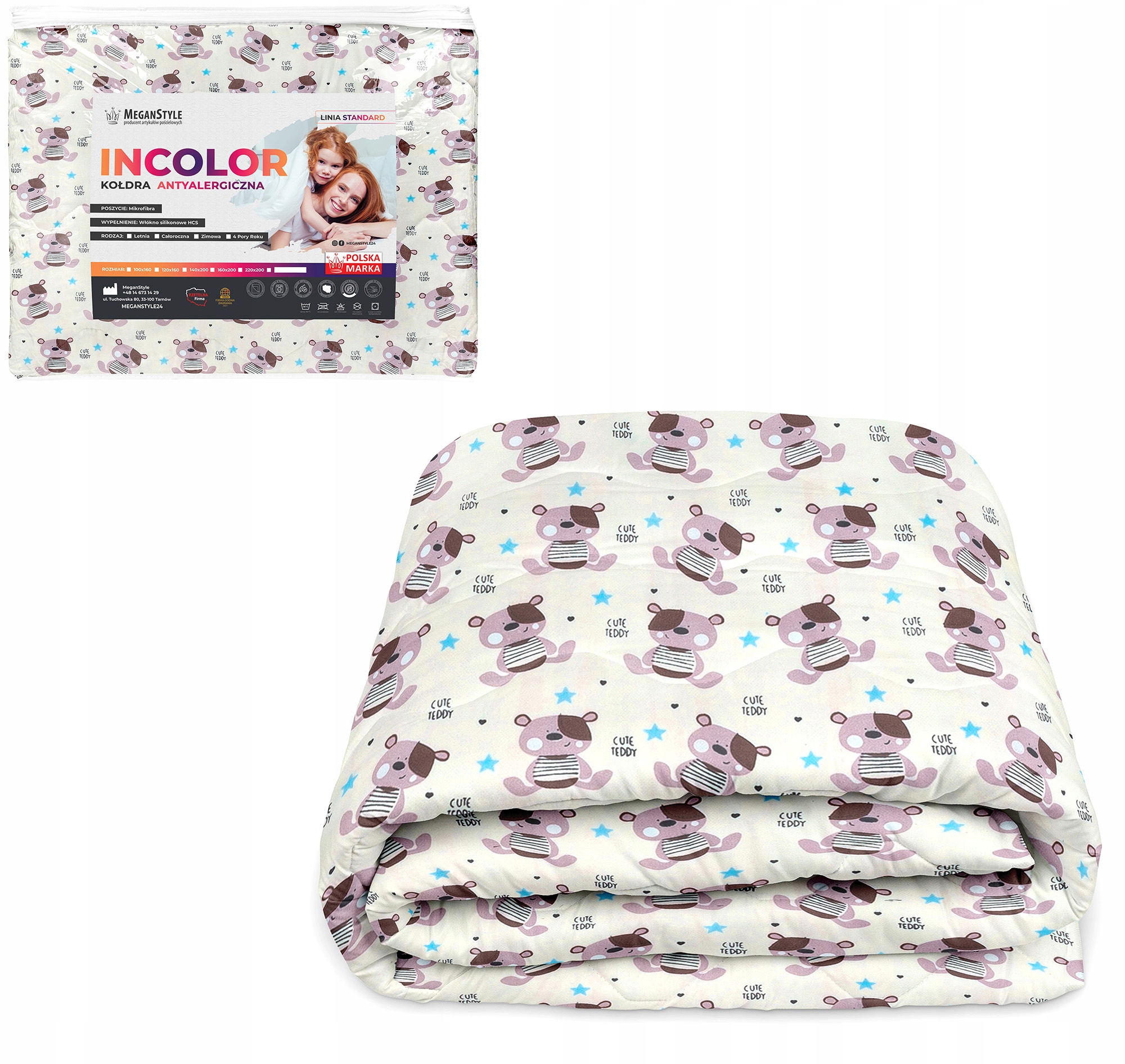 

Kołdra 140x180 Incolor Antyalergiczna Całoroczna