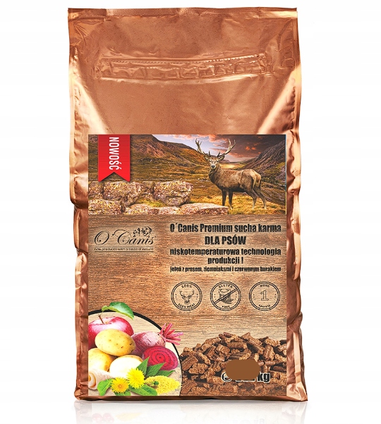 O'Canis zimnotłoczona karma dla psa Jeleń bez glutenu 12 kg