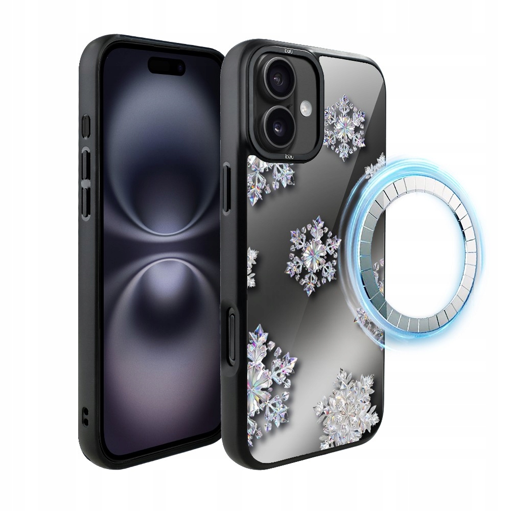 Pouzdro pro iPhone 16 Plus Ibizu DropGuard Matt s MagSafe, sněhové vločky
