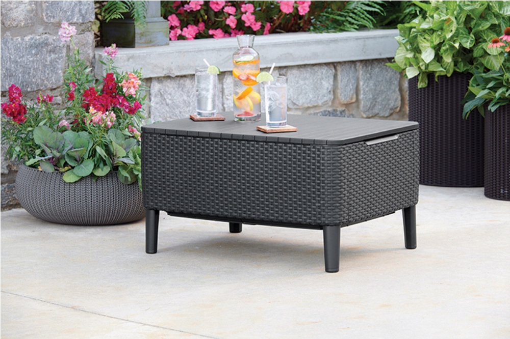 STOLIK OGRODOWY ZE SCHOWKIEM SALEMO Capupucino KETER Szerokość mebla 76 cm