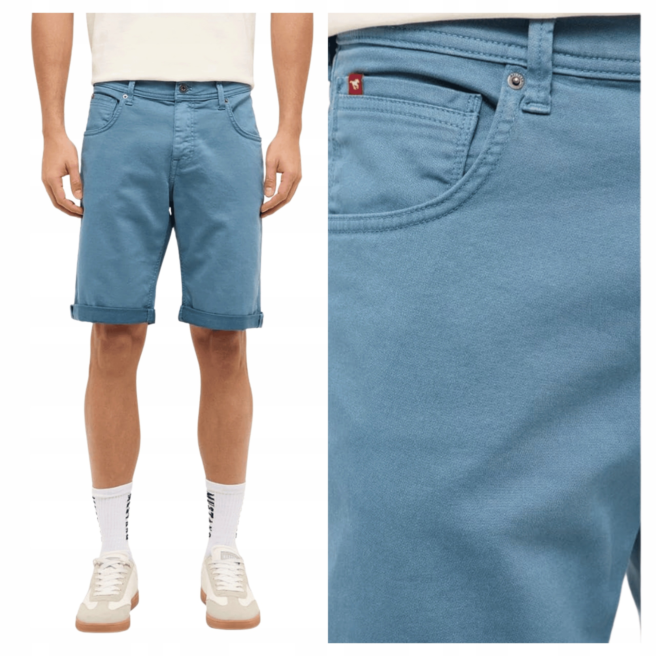 Pánské šortky Mustang Chicago Shorts Modré Bavlněné Klasické W34