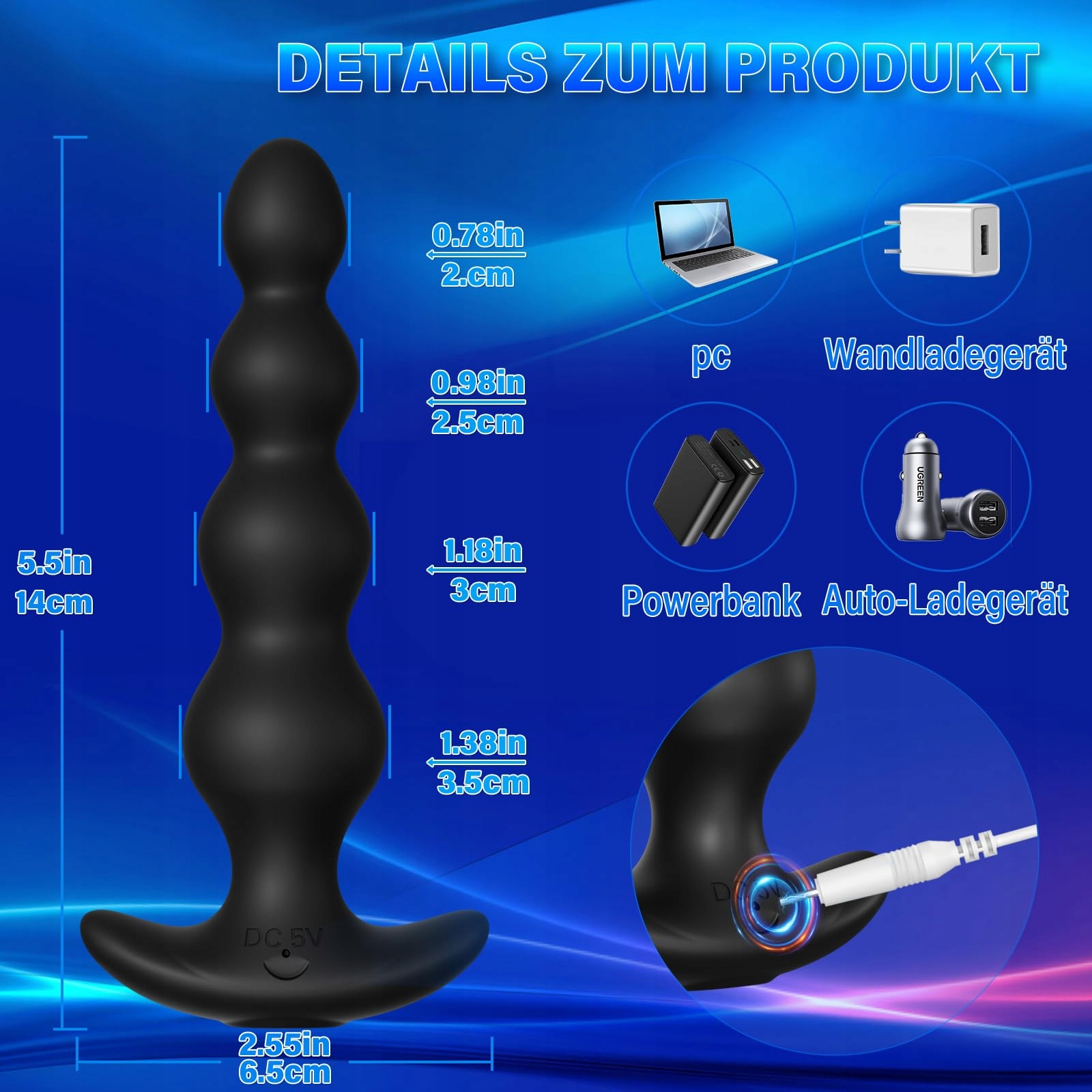 ANALVIBRATOREN Wibrator Analny Silikonowy 14cm 9 Trybów — miniatura 6