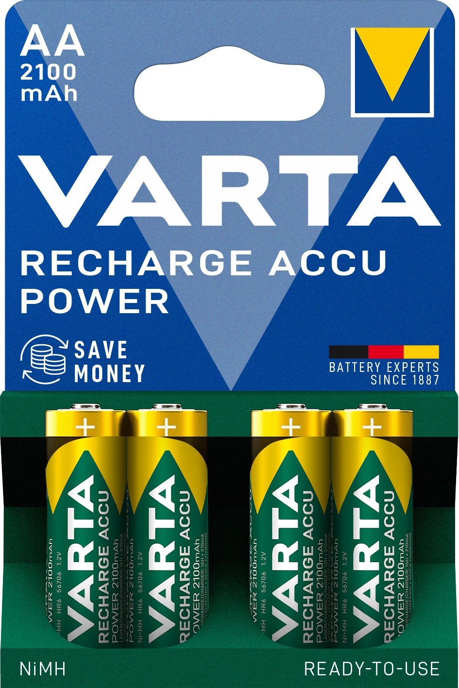 4 аккумуляторы Varta Ready2use R6 AA Ni-MH 2100mAh