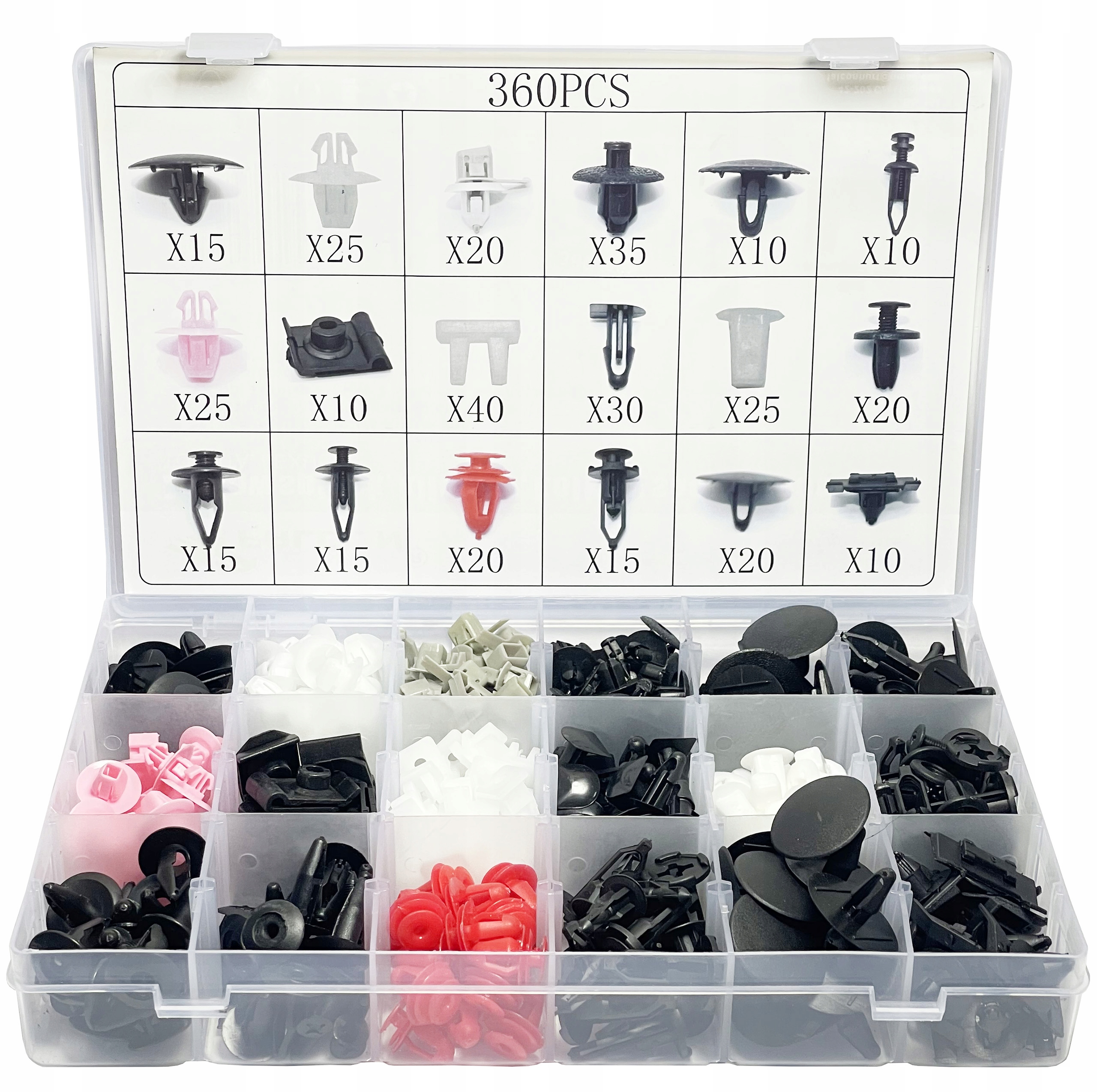 KOŁKI KLIPSY SAMOCHODOWE DO SAMOCHODU 360 SZT TOYOTA LEXUS 18 ROZMIARÓW Marka Falcon