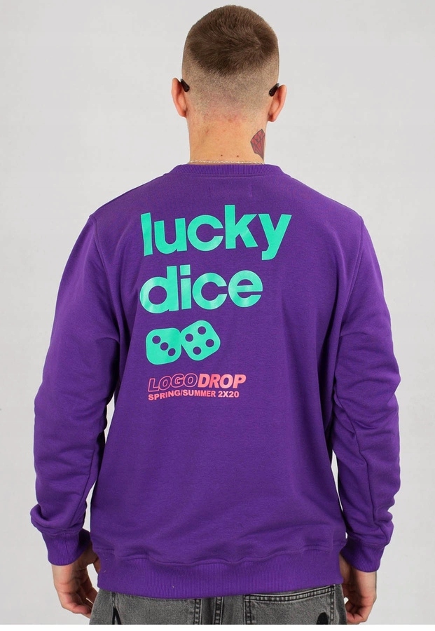 Mikina Lucky Dice Back bez kapuce fialová XXL