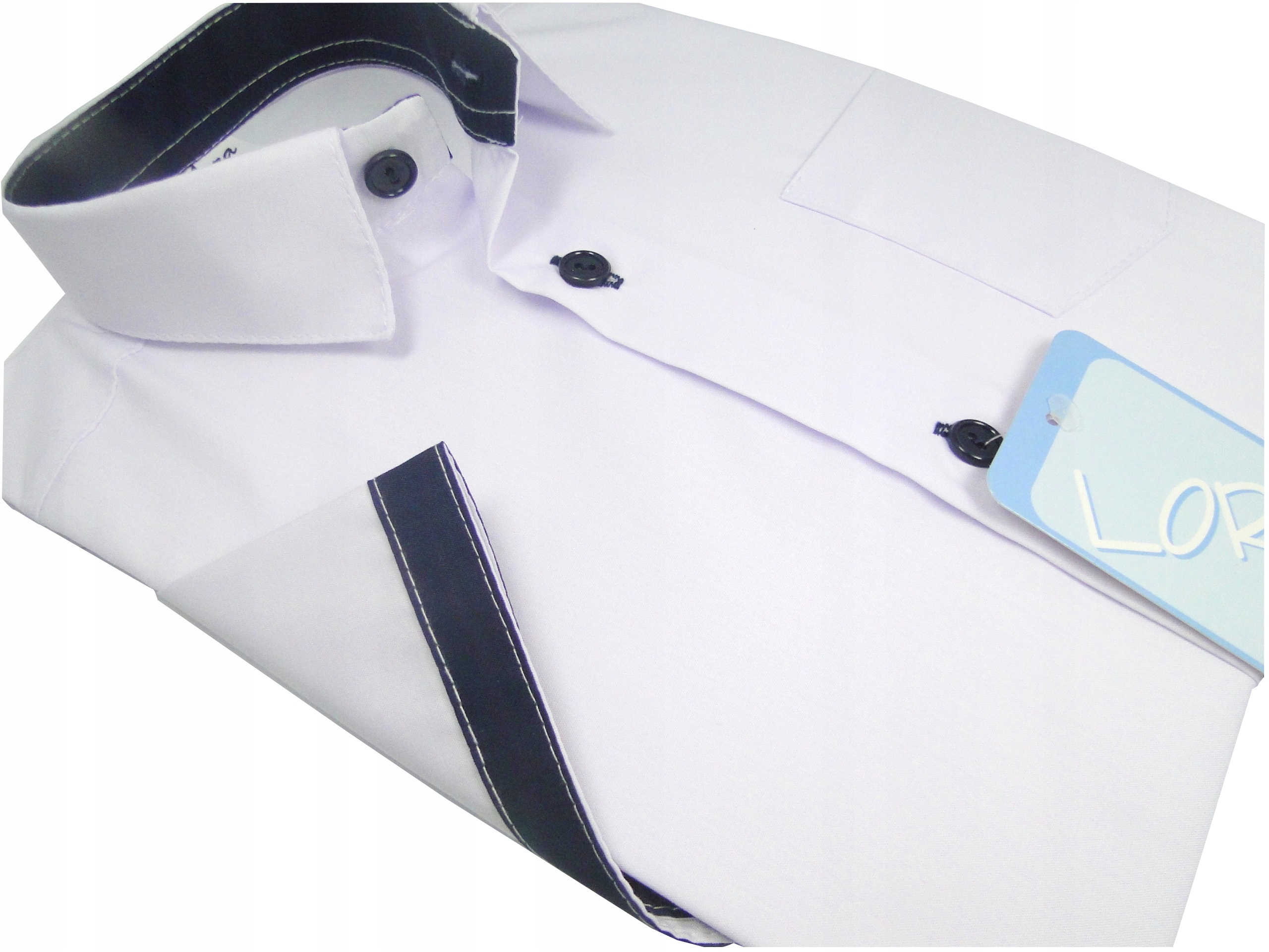 Koszula chłopięca wizytowa biała krótki rękaw 128