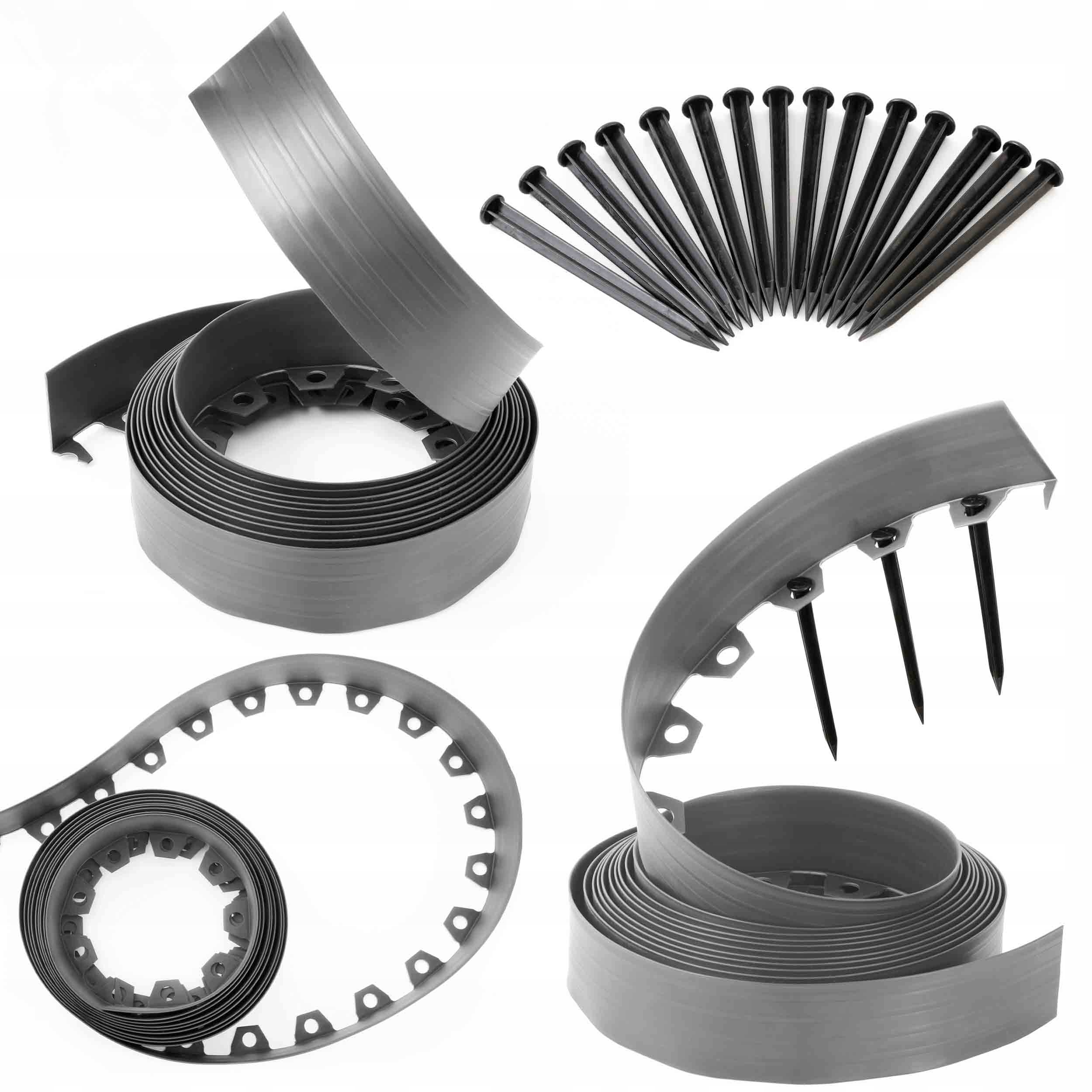 Zahradní lem trávníku z plast 40 m Šedý 8 cm