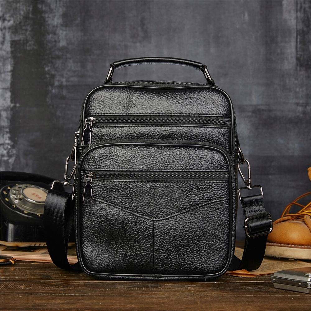 LISTONOSZKA MĘSKA SKÓRZANA TORBA NA RAMIĘ Z KIESZONKAMI Marka inna