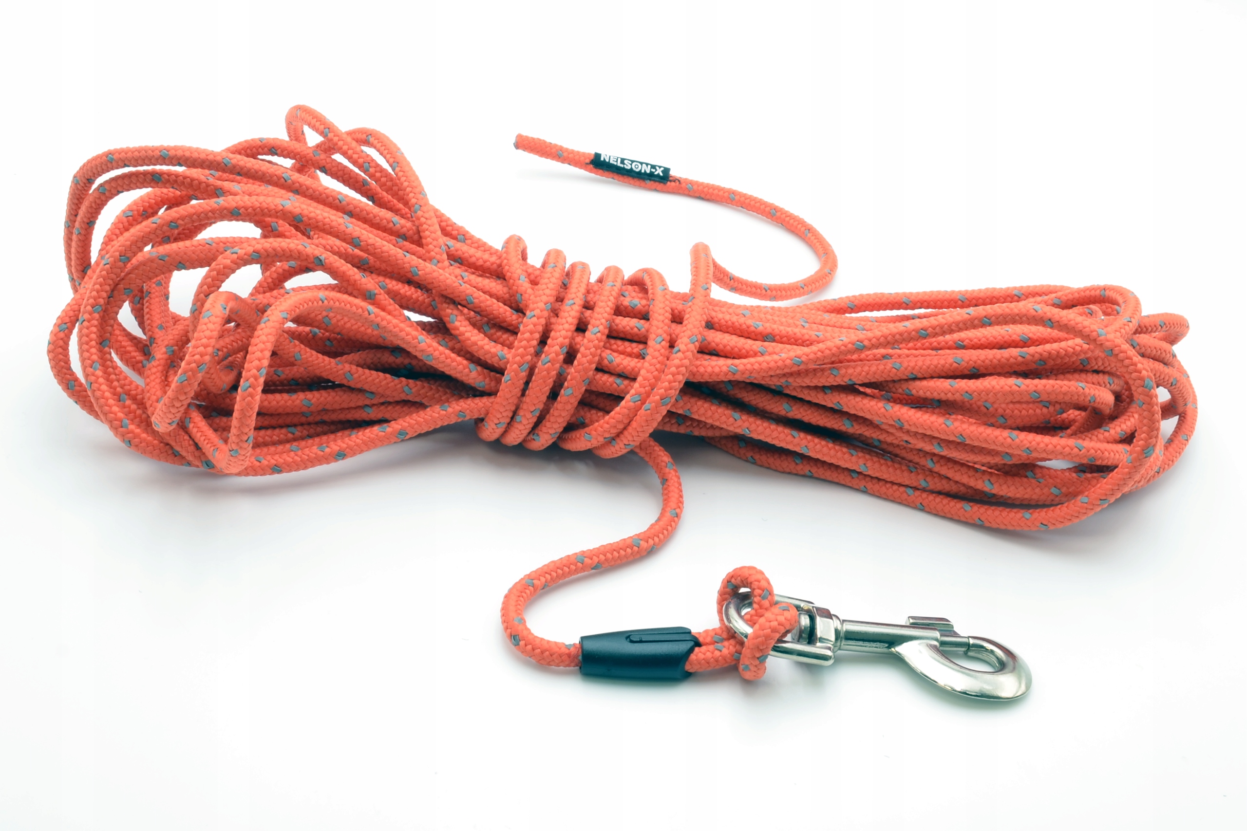 Levně Vodítko Pro Psa Tréninková Oranžová Reflexní Nelson-x 0,6 CM/5 M Karabina