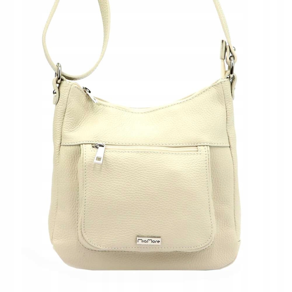 Kabelka Přes Rameno kožená kabelka krémová MiaMore 01-039 Dollaro