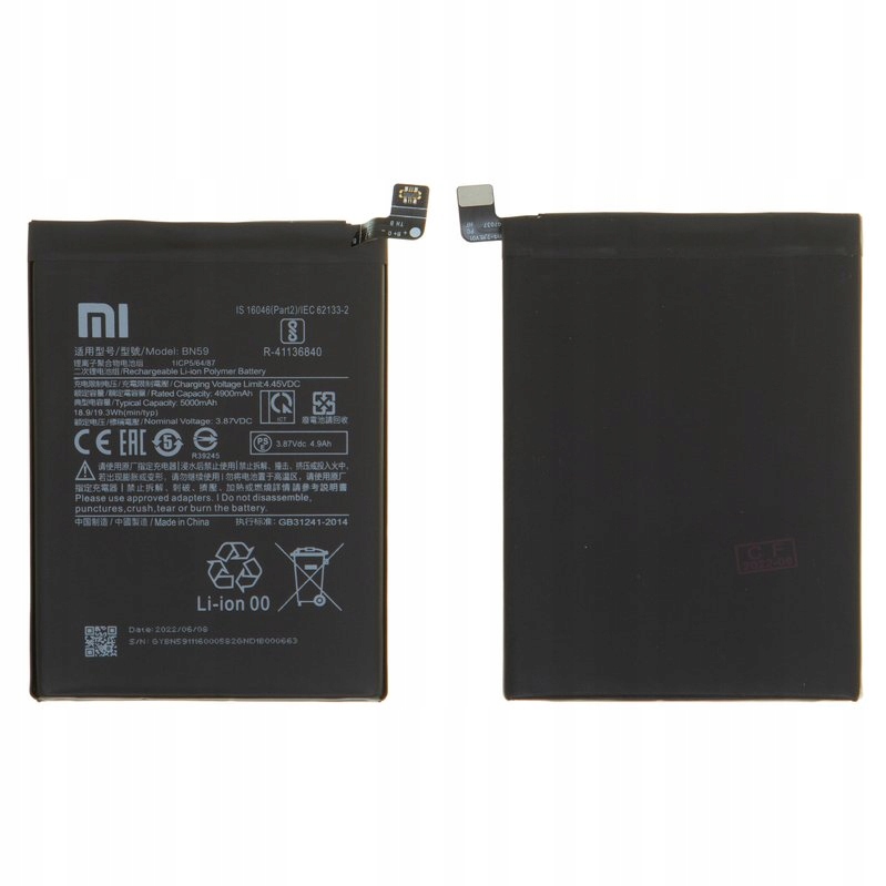 Nowa Oryginalna Bateria BN59 Xiaomi Redmi Note 10s M2101K7BNY, M2101K7BL