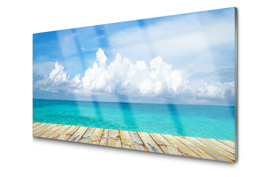 

Panel szklany Płytka Morze Chmury Molo 120x60