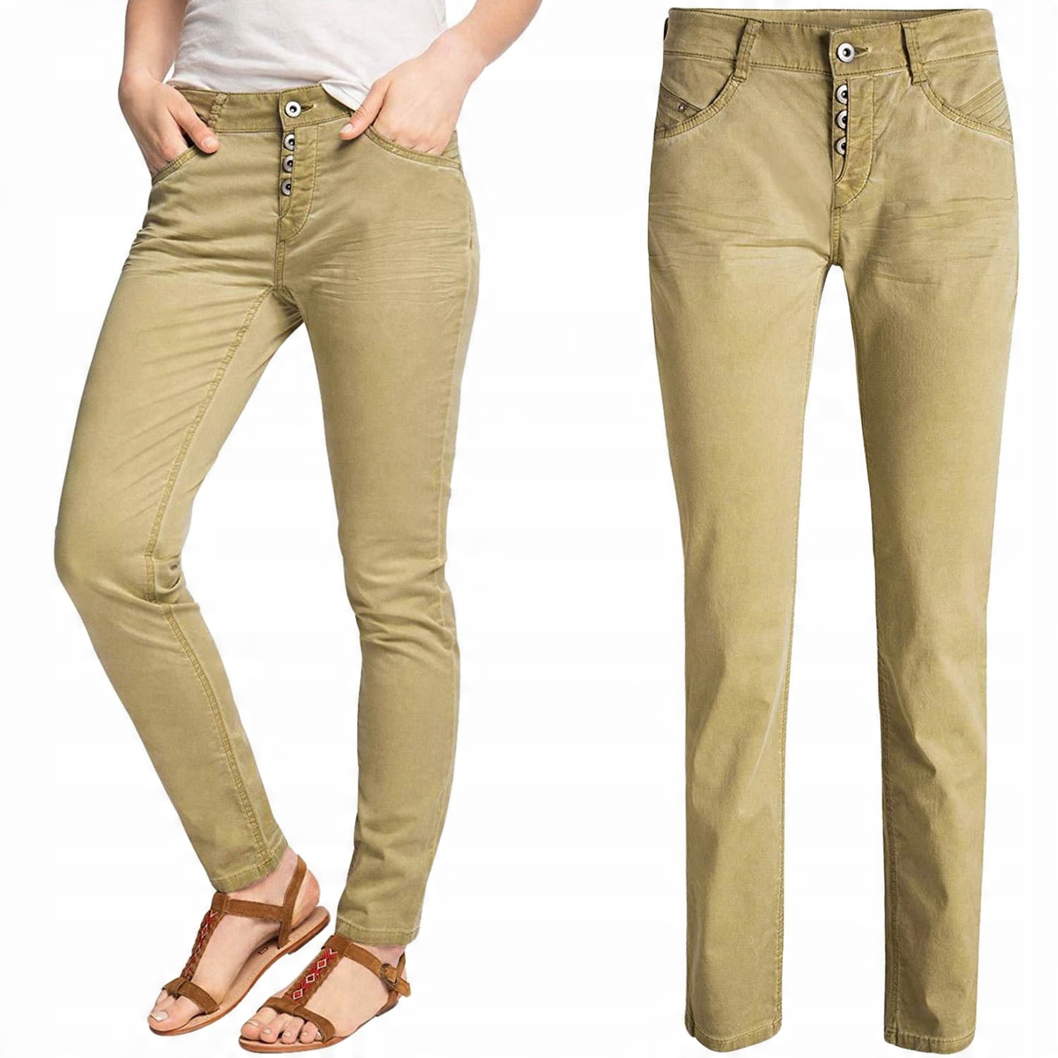 

Esprit Damskie Spodnie Beżowe Chino Fit Reg L 40