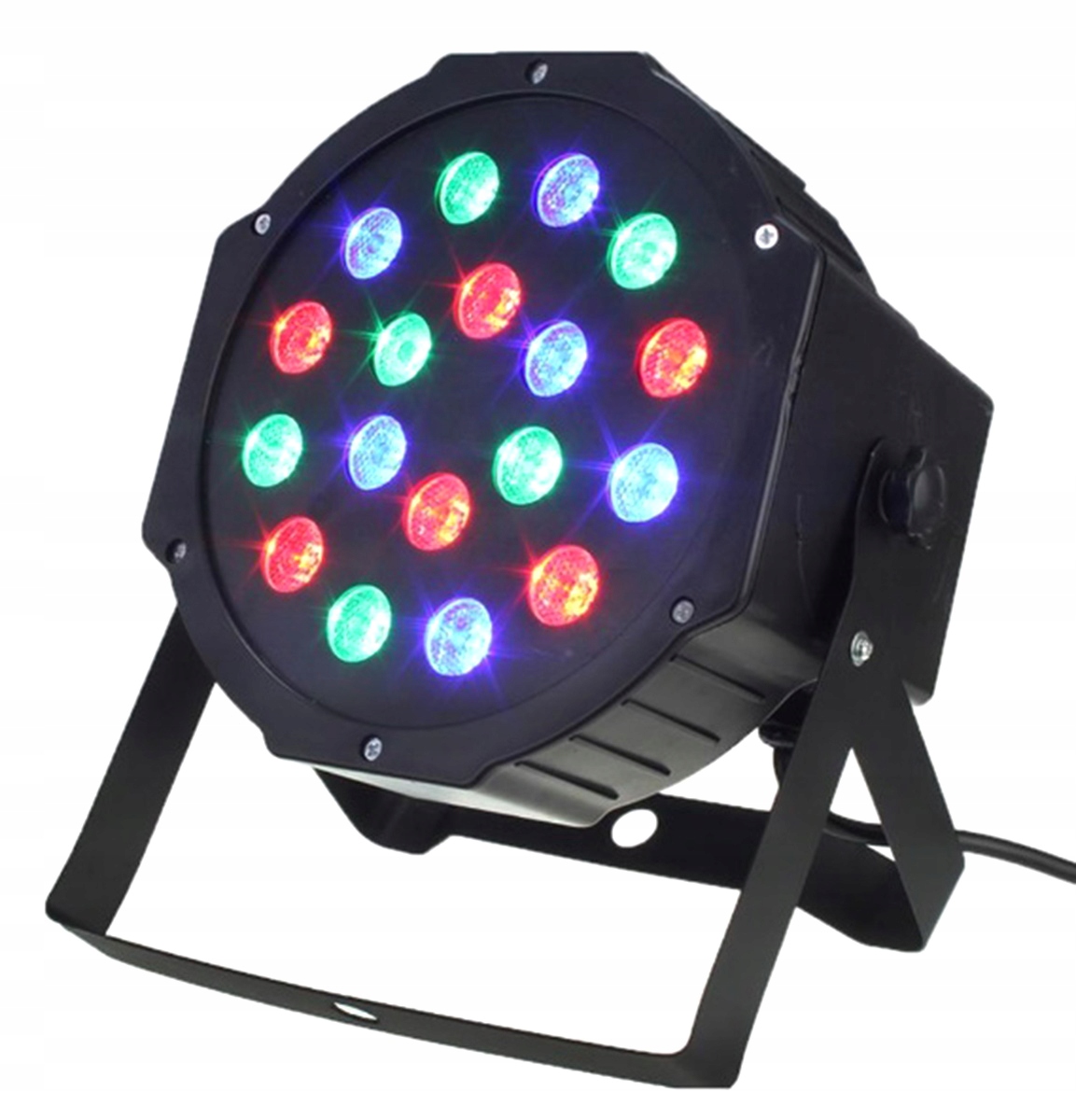 KOLOROFON DYSKOTEKOWY REFLEKTOR STROBOSKOP 18x LED RGB DMX STELAŻ ZD64A