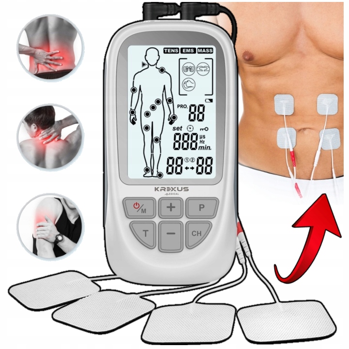 Elektrostymulator Mięśni Nerwów Tens Ems Masaż 73 Programy Mocny Pro Regu
