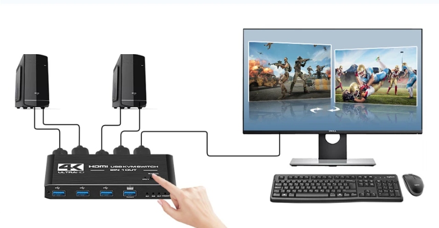 PRZEŁĄCZNIK KVM 2x1 HDMI 2.0 USB 3.0 SWITCH 4K/60HZ 4xUSB 2 Komputery Kod producenta 5TY34