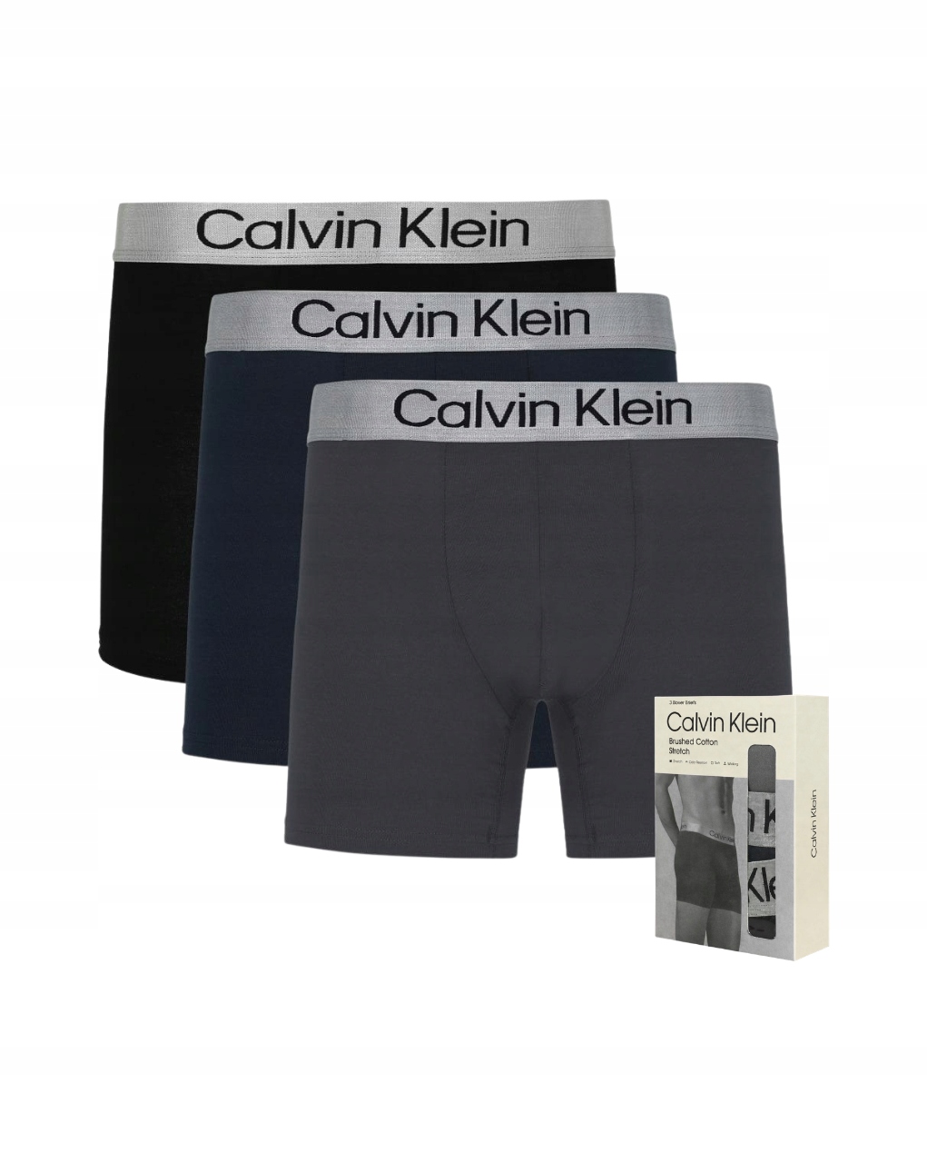 Calvin Klein Brushed Cotton Spodní Prádlo Boxerky (3 Páry) černé/šedé/ne r.XXL