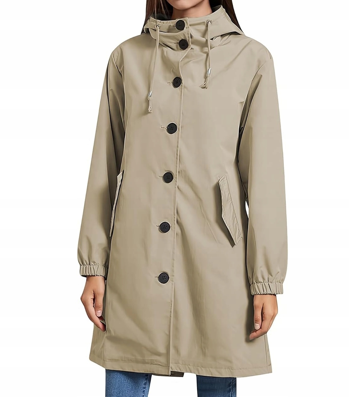Podzimní Dešťová Bunda M 38 béžová s kapucí dámská parka