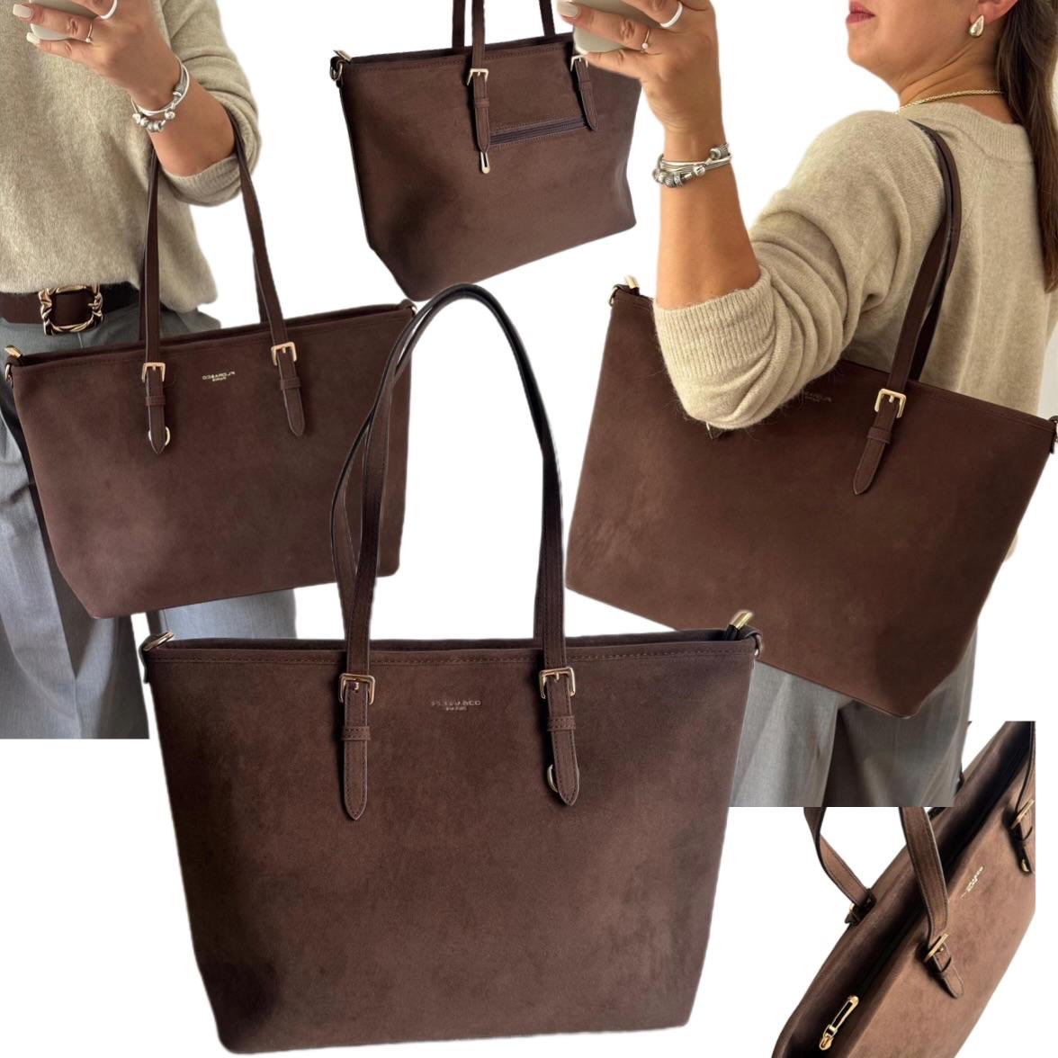 Torebka Damska Flora&co Shopper Eco Skóra Zamszowa Czekoladowa Brązowa