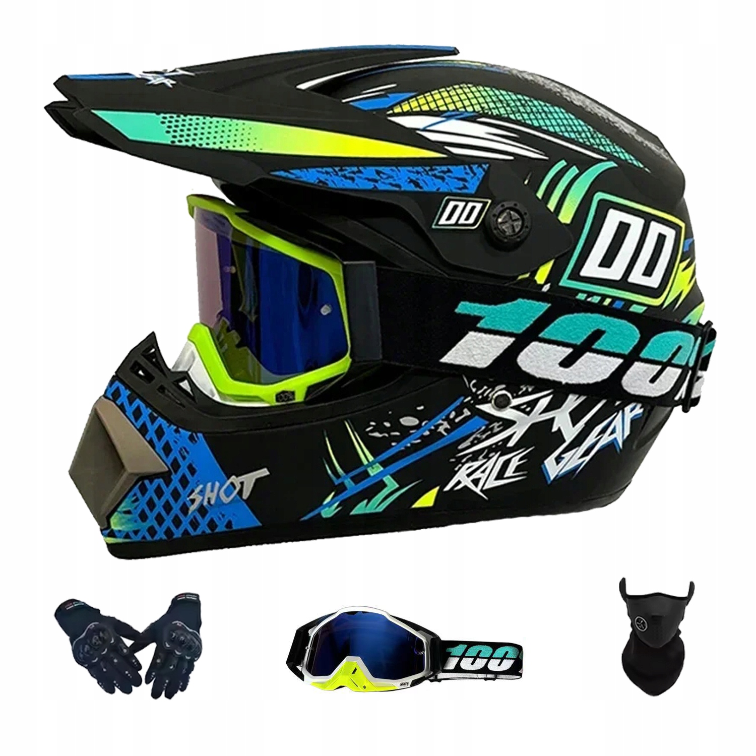 Helma Na Elektrickou Koloběžku Cross Enduro Quad Bmx Helma Brýle Rukavicexl