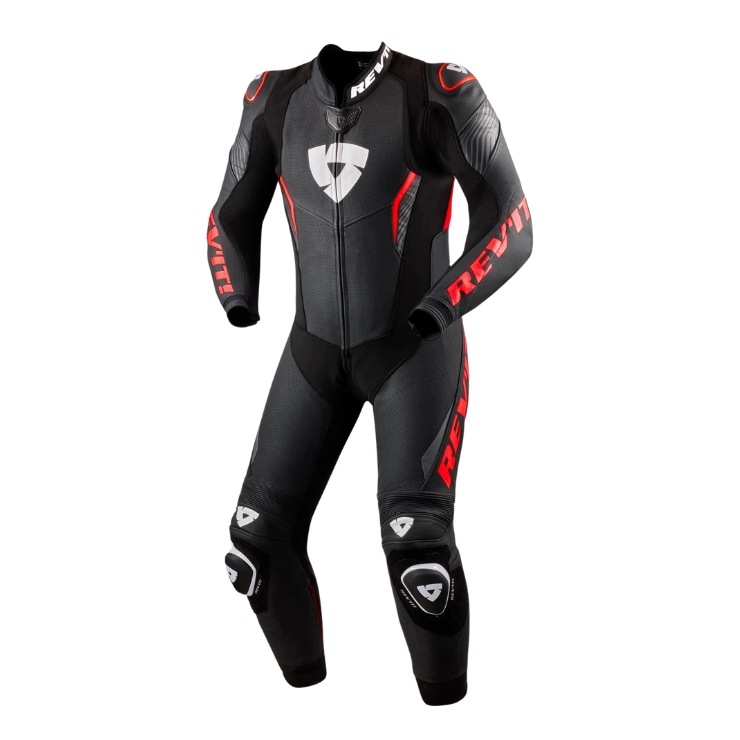 Rev'it Argon 3 1PC Čierna Červená Kožená Motocyklová Kombinéza 54