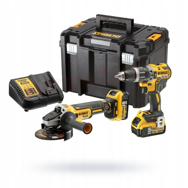 Zestaw elektronarzędzi aku 18V DeWalt DCK2080P2T Wkrętarka Szlifierka 2x5Ah
