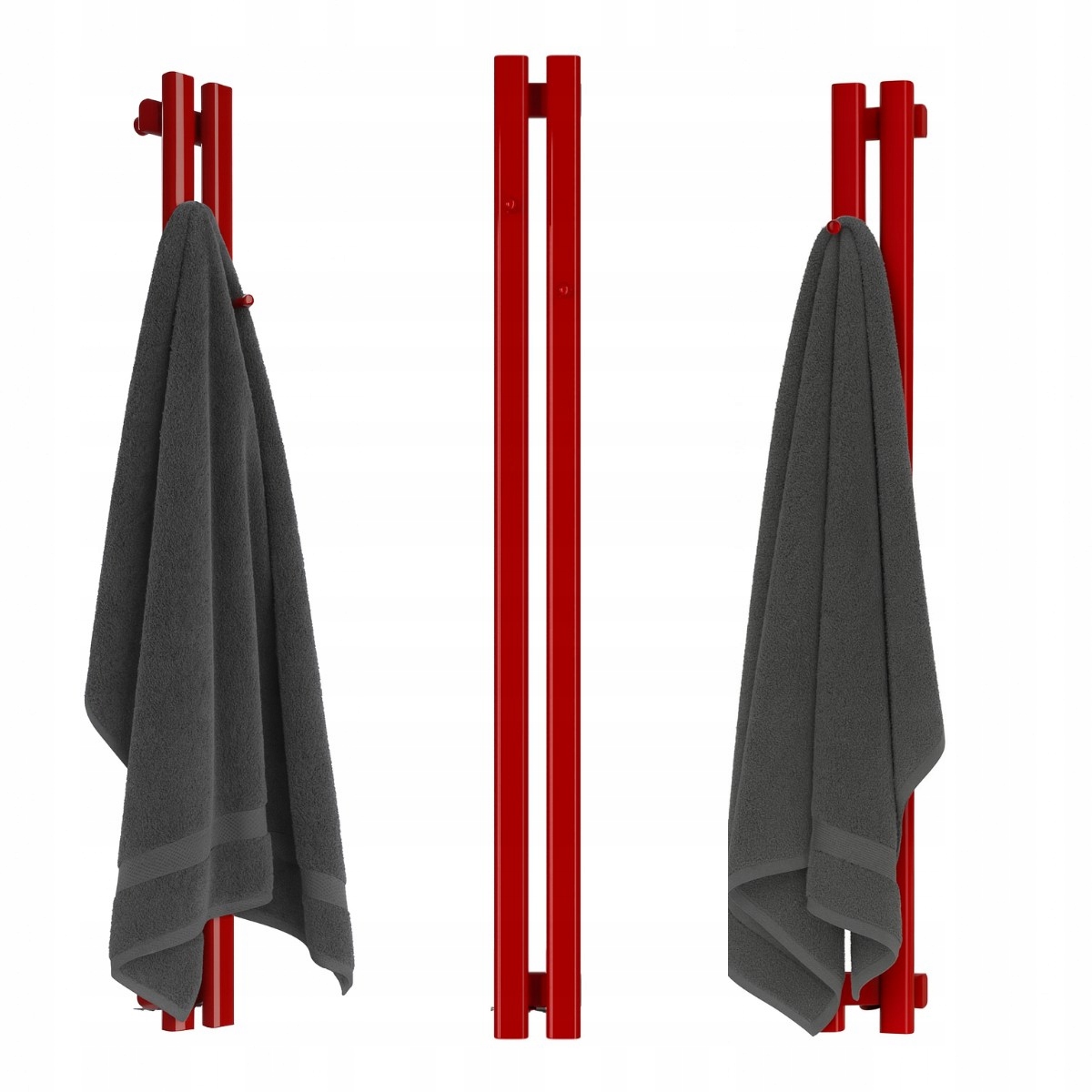 Dekorativní Vertikální RADIÁTOR-2 S Věšáky 1600/130 Červený