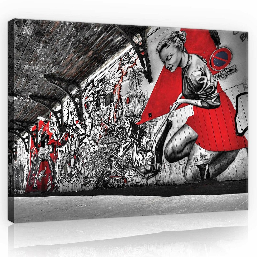 Obraz 100x75 Dívka a Graffiti Portrét ulice v metru Stylový loft