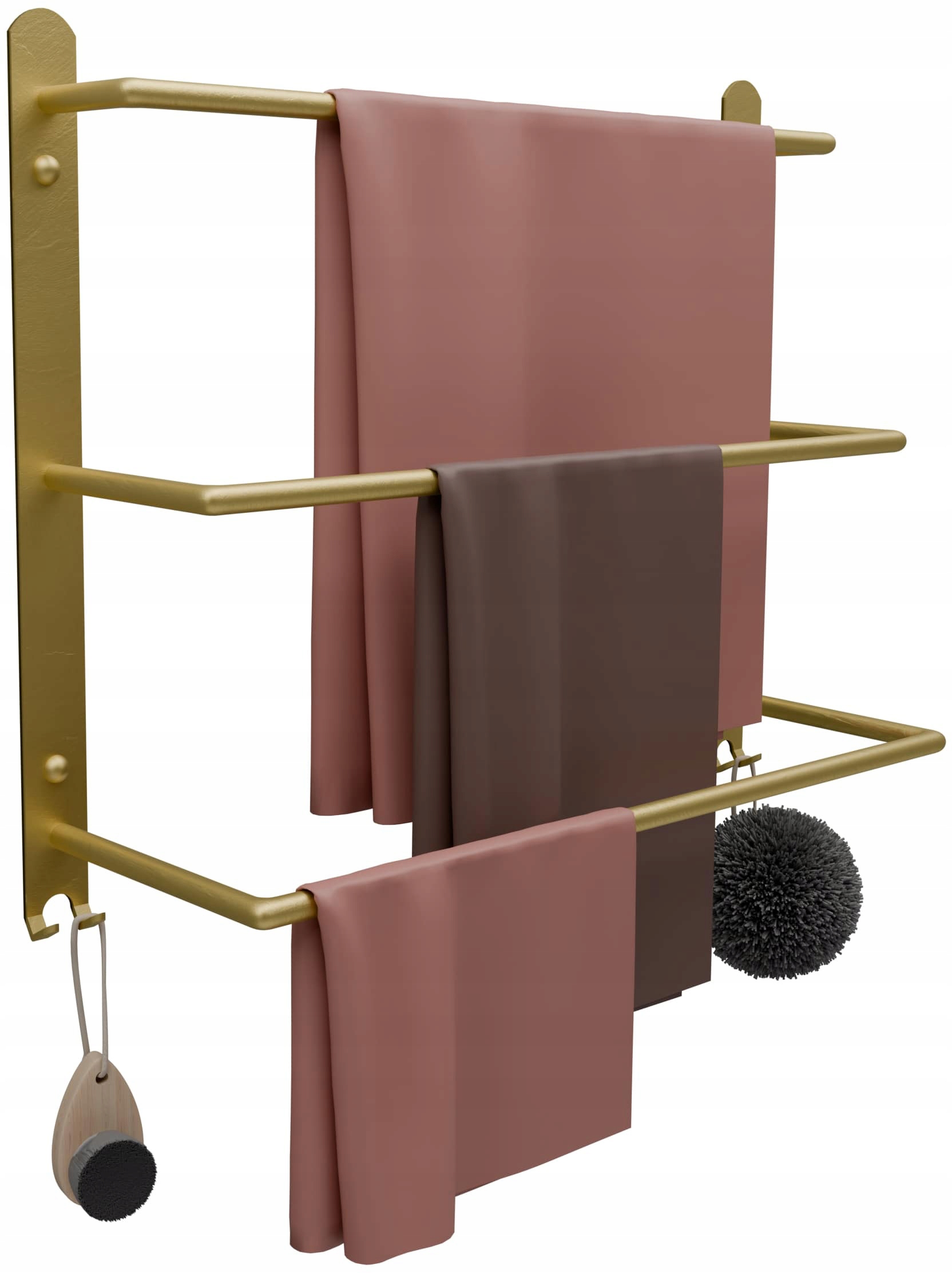Wieszak Ścienny na ręczniki Potrójny Drabinka 40 cm Łazienka Loft Złoty