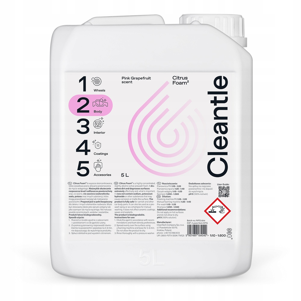 

Cleantle Citrus FOAM2 zasadowa piana aktywna 5l