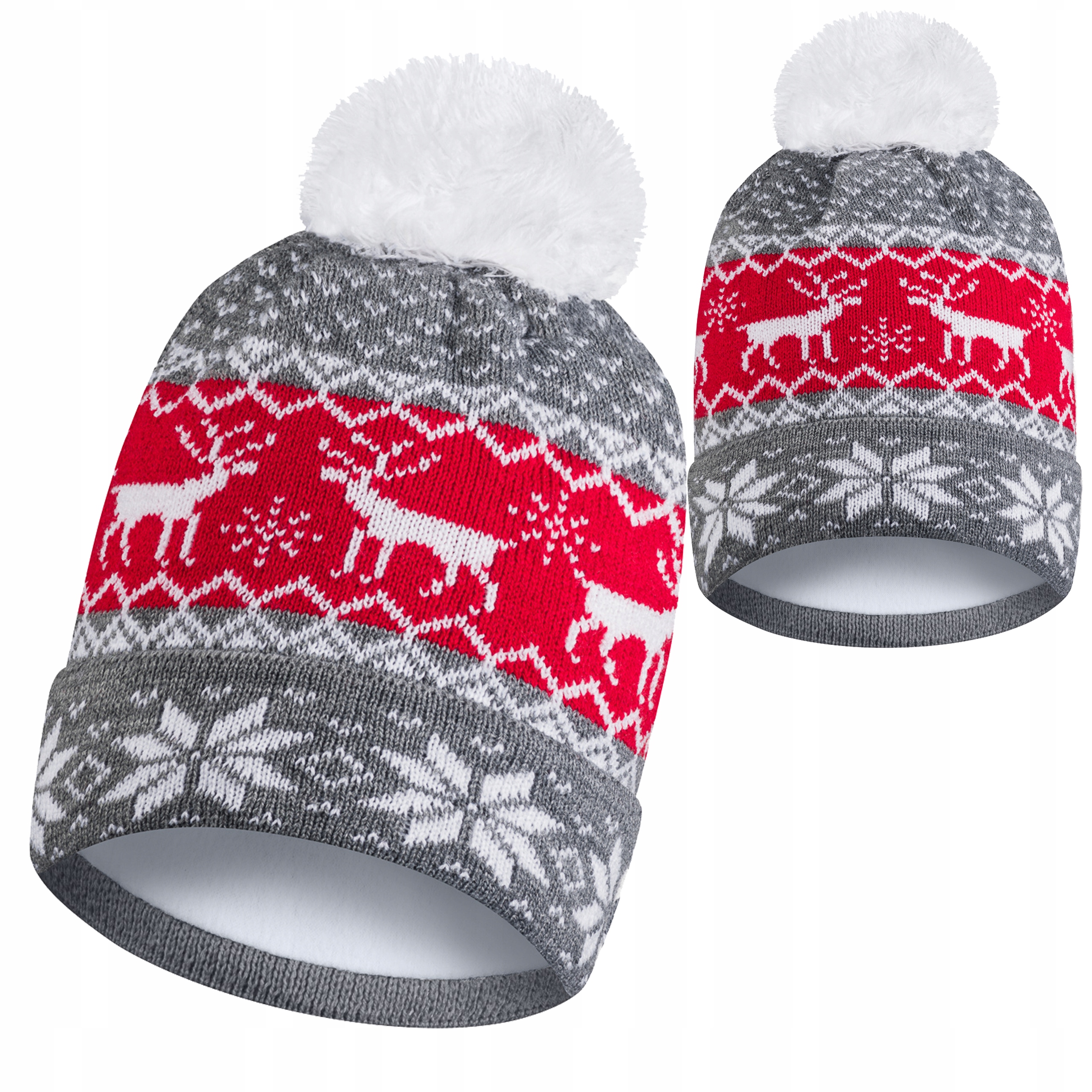 

Czapka zimowa szara z pomponem polar termoaktywny