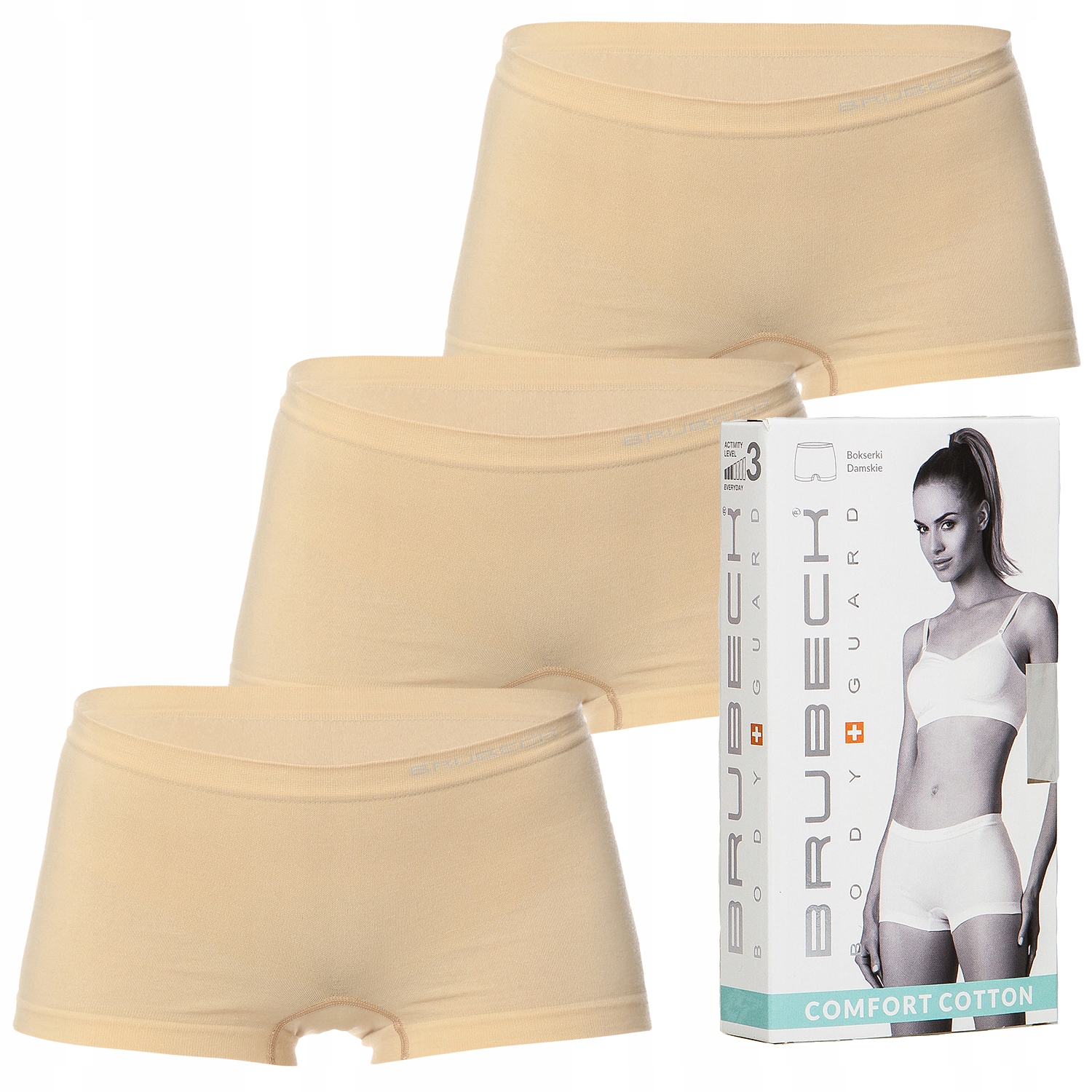 

Bezszwowe Bokserki Damskie 3szt Brubeck Cotton L