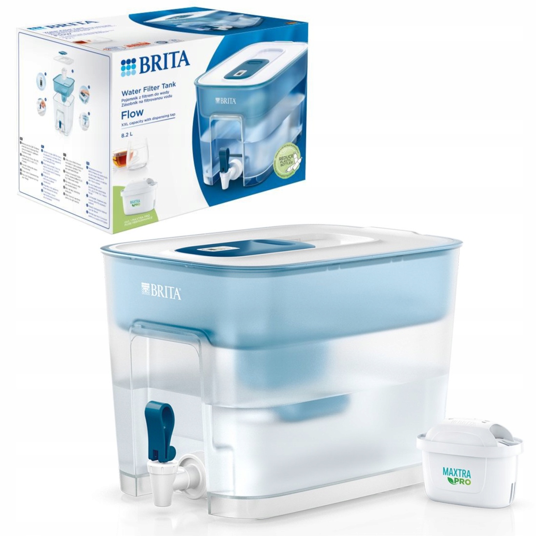Dzbanek Filtrujący do Wody Brita Flow XXL 8,2L Niebieski z Kranem Wkład