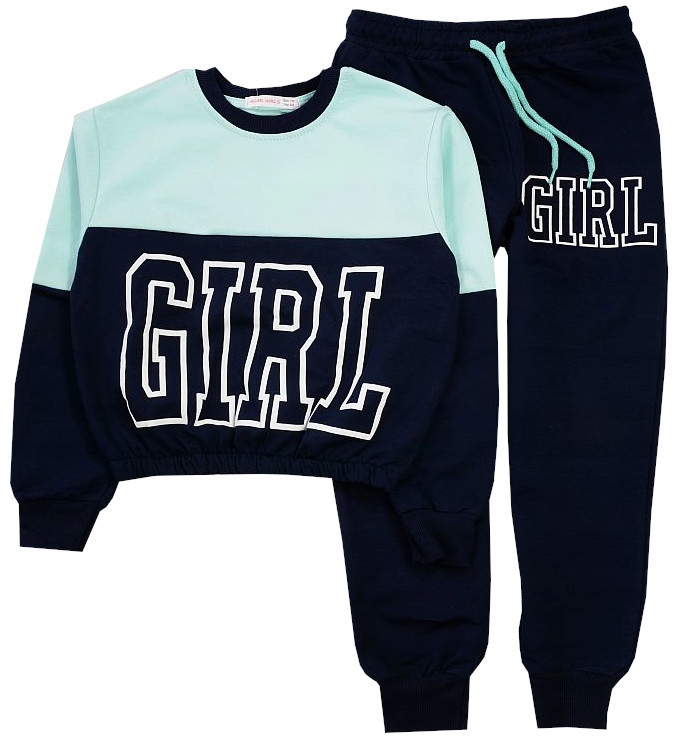DRES KOMPLET BLUZA mięta SPODNIE GIRL 116 J08o