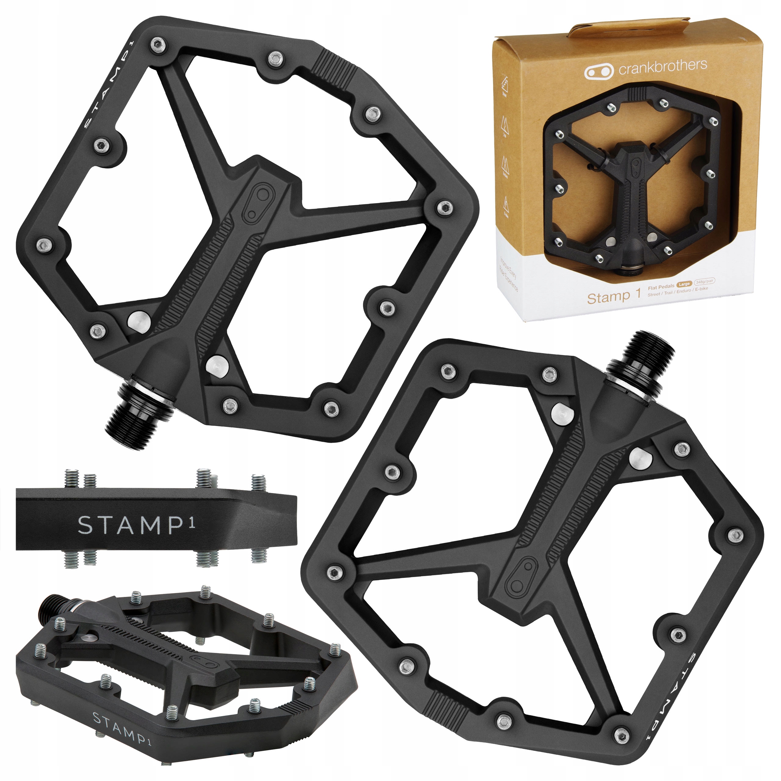 PEDAŁY ROWEROWE CRANKBROTHERS STAMP 1 LARGE BLACK GEN 2 PLATFORMOWE CZARNE