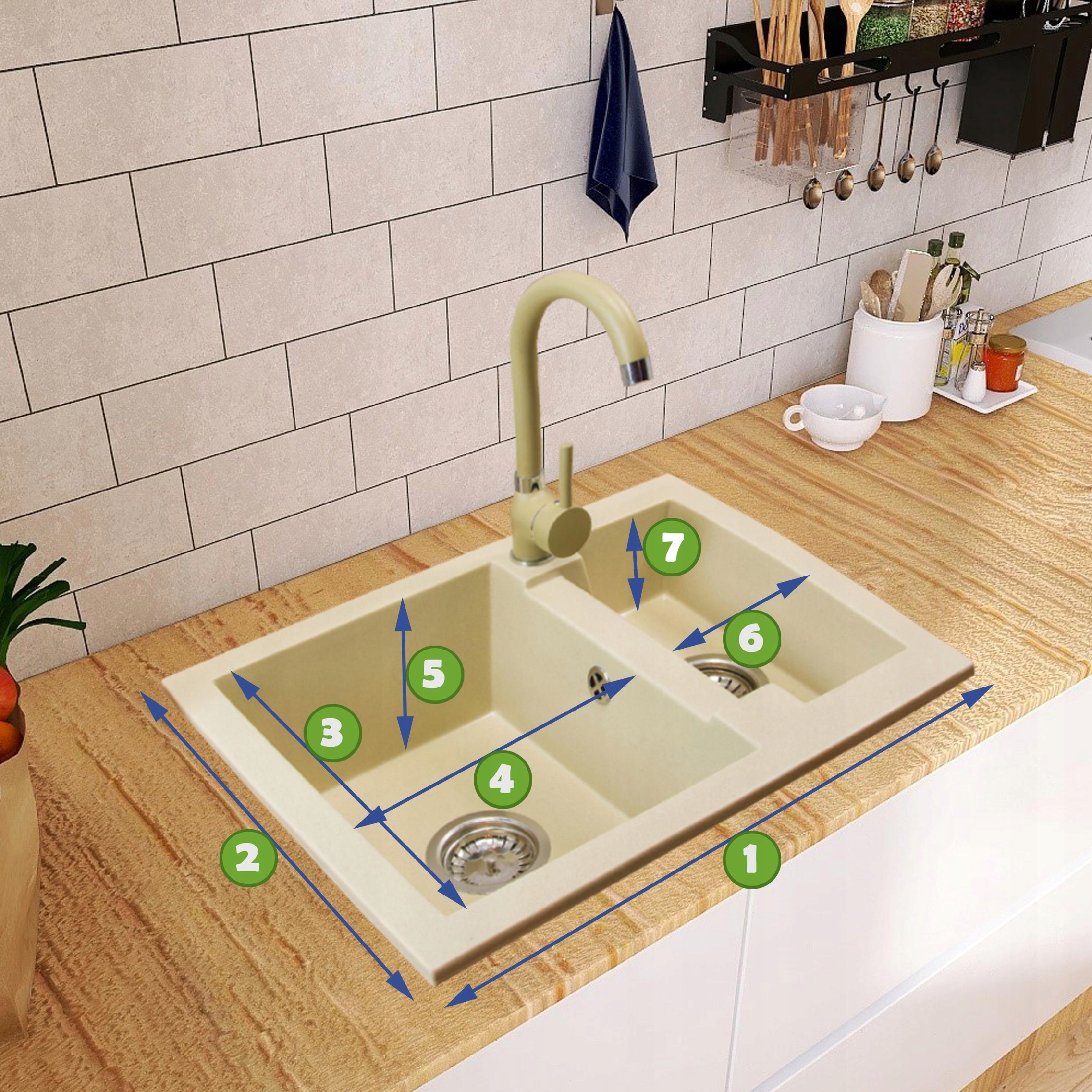 ZLEW ZLEWOZMYWAK GRANITOWY+BATERIA GRANITOWA+SYFON Marka Domowa-Strefa