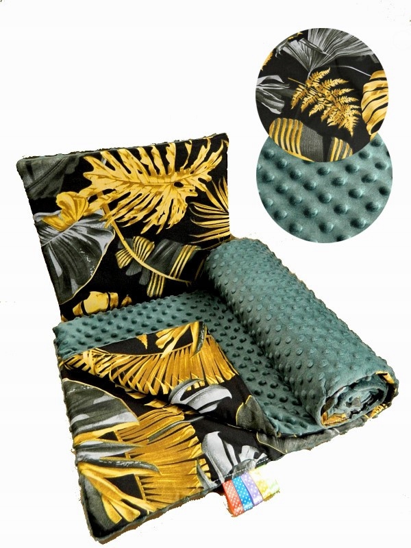 

Duży kocyk z podusią 100x75 bawełna minky velvet