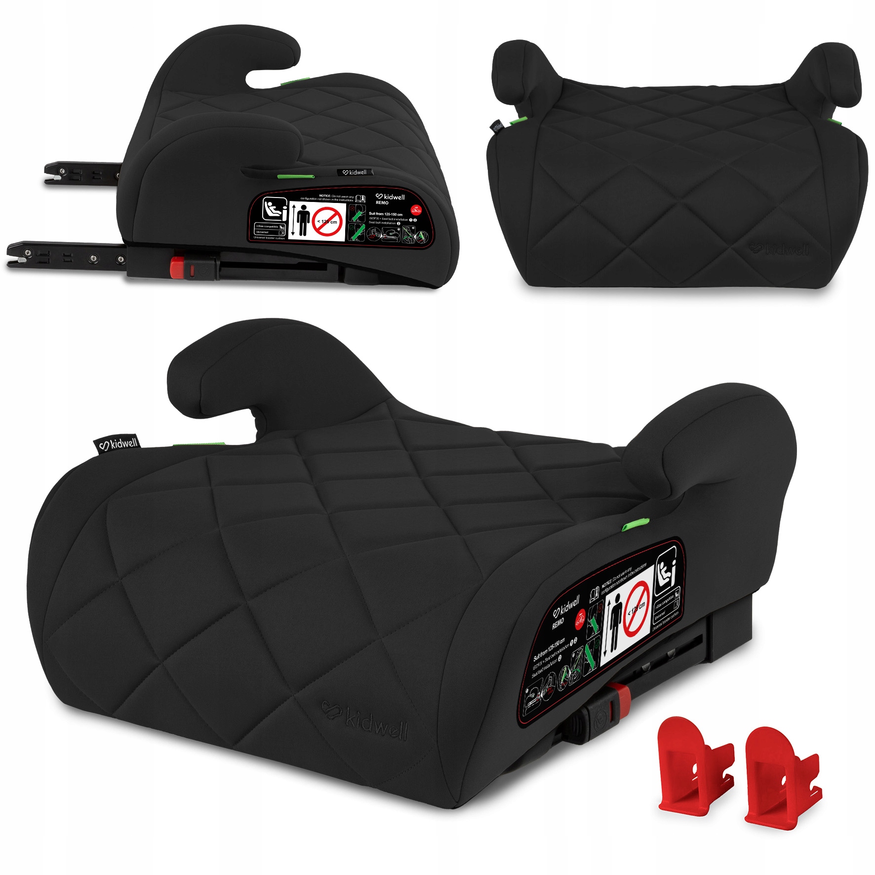Fotelik samochodowy podstawka Kidwell REMO i-Size czarny ISOFIX 125-150 cm