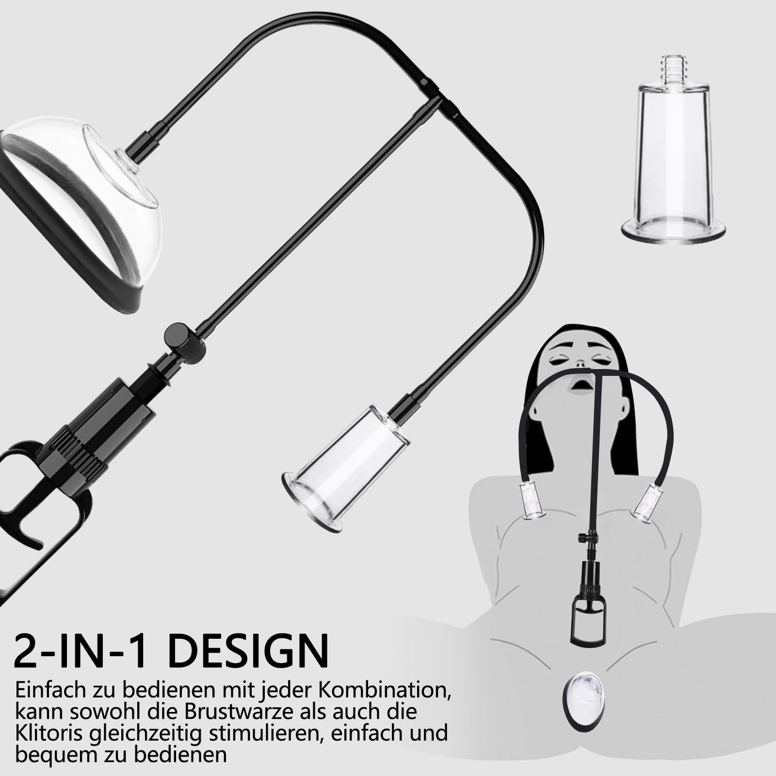 AMZII 3W1 Pompka Wakuumowa Z Nippelami Stymulator Klitorisu Dla Kobiet — miniatura 2
