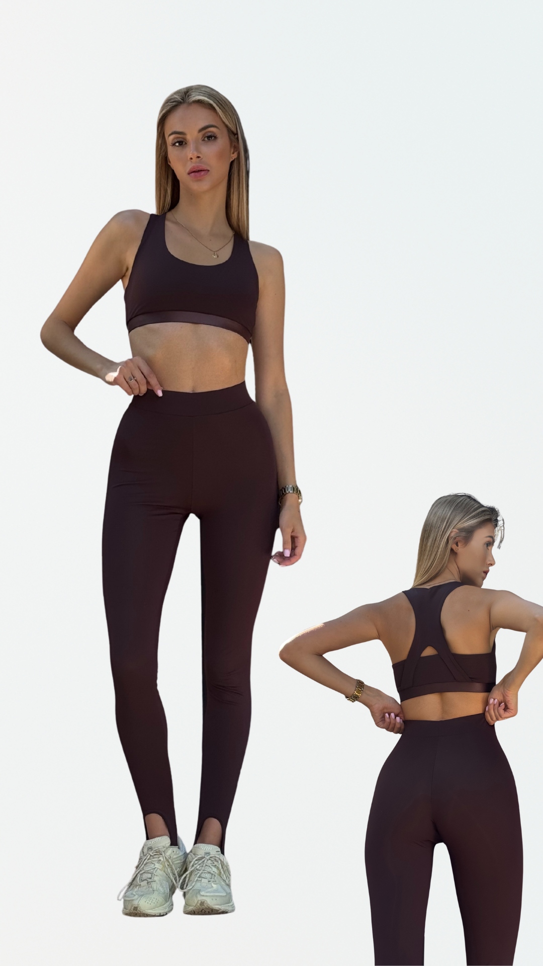 Legginsy damskie ze stirrupami sportowe, elastyczne, wysoki stan S