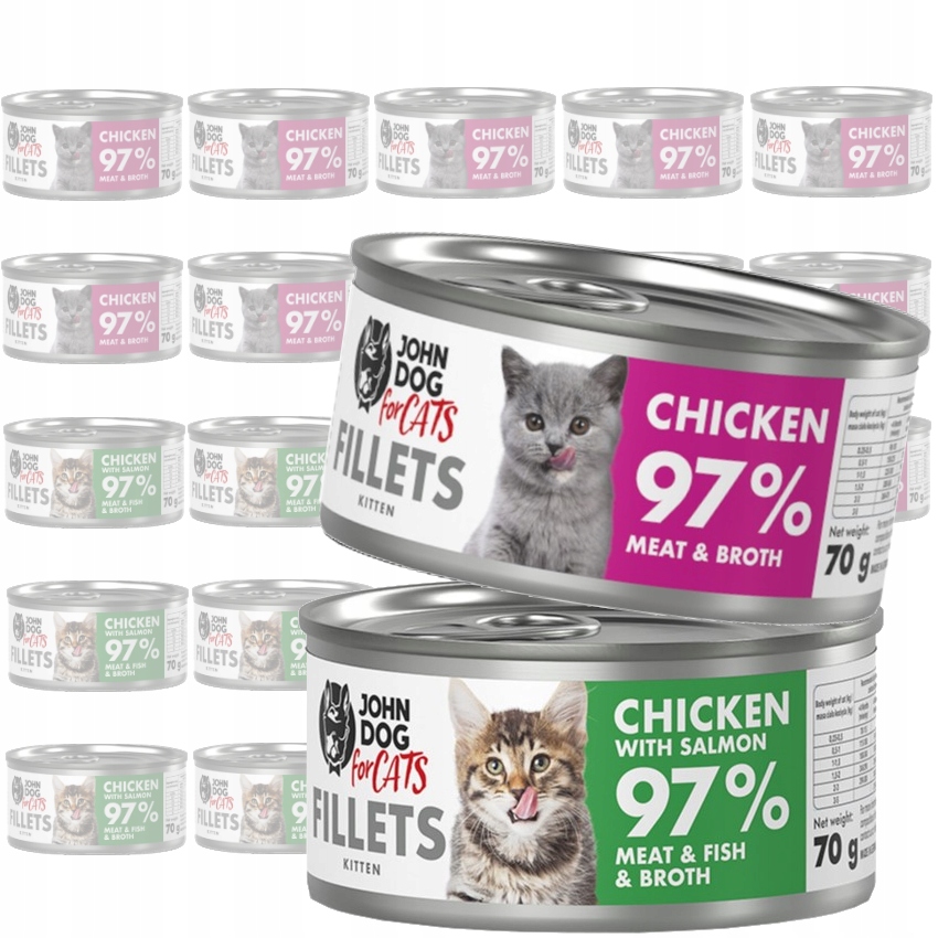 John Dog For Cats MIX 2 Příchutí Pro Koťata 24x70g