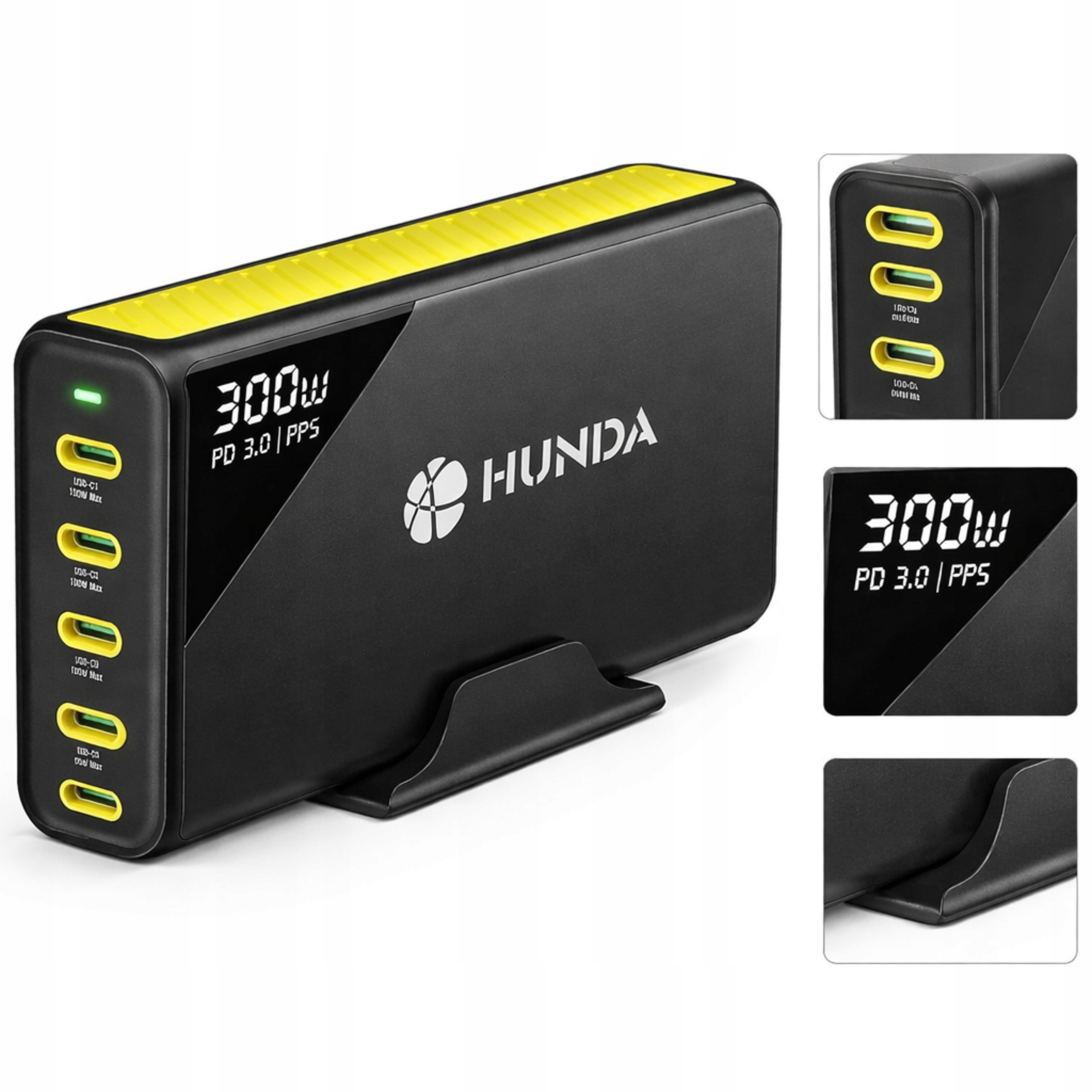 Ładowarka Usb-c GaN 300W 5x Usb-c szybkie ładowanie Pd QC3.0 do laptopów