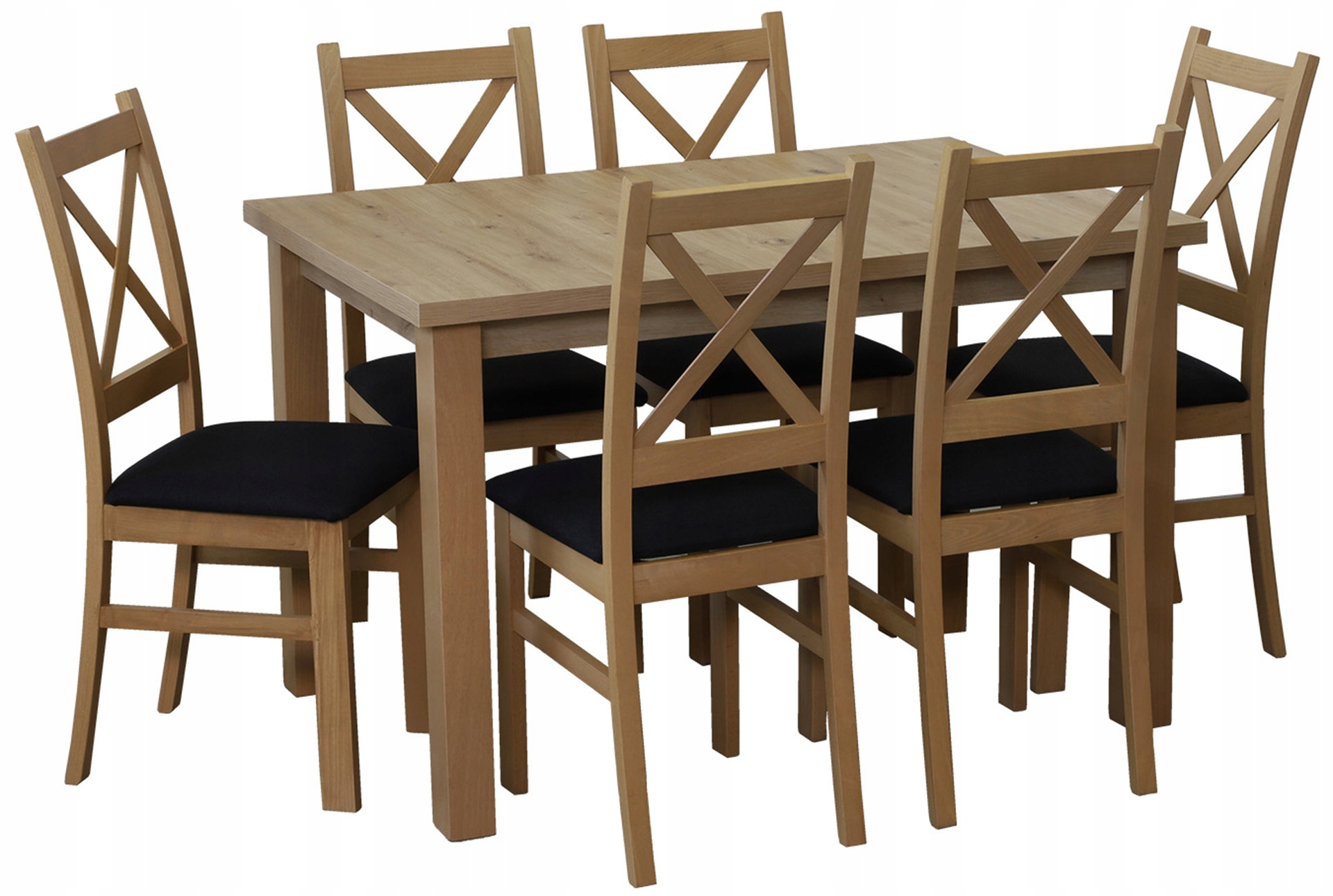 Sada kuchyňského stolu 120x80 s 6 jídelními židlemi M0017-6 Dub Artisan