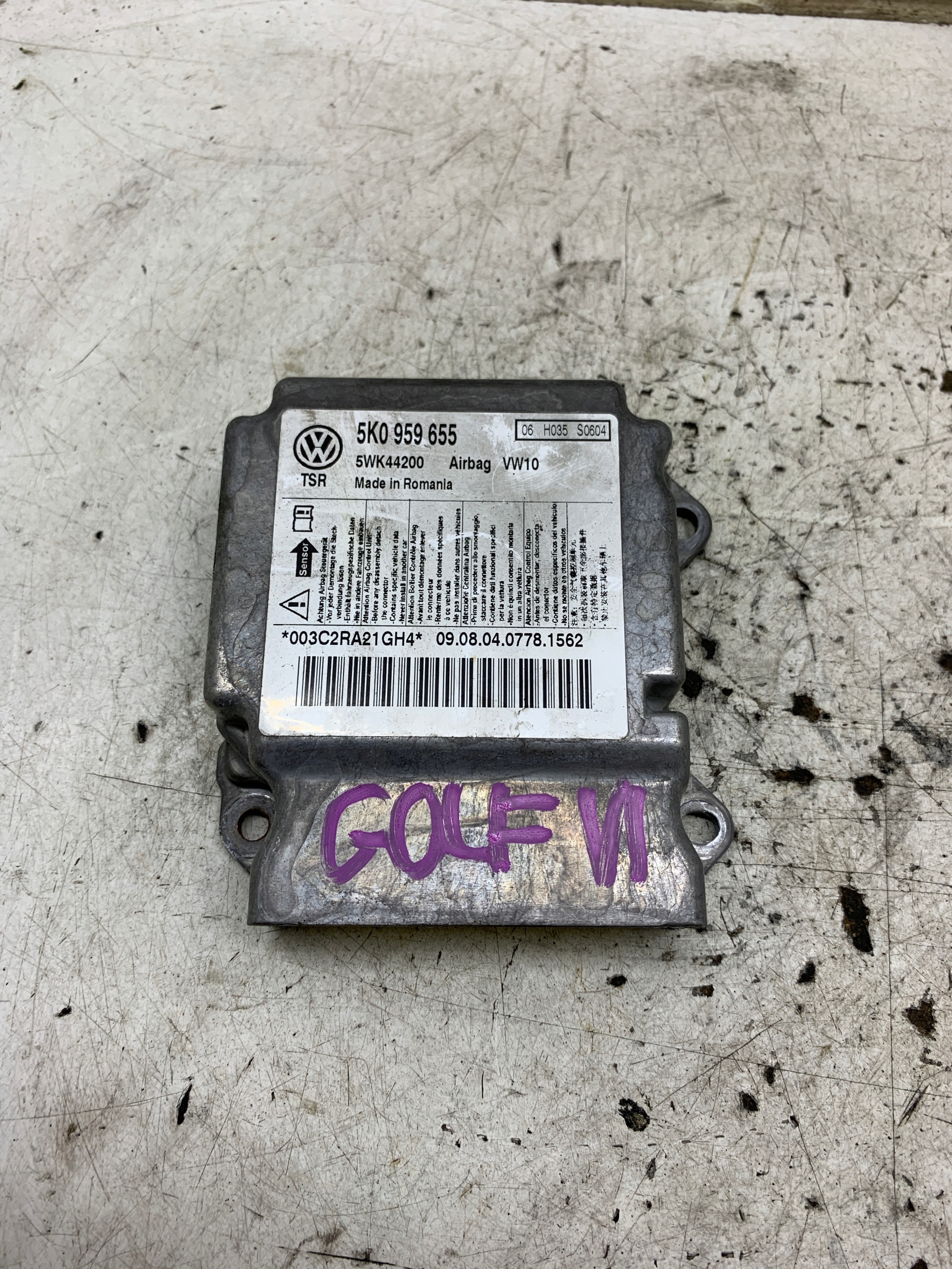 module control unit airbag 5K0959655 VW GOLF VI 1.4 FSI