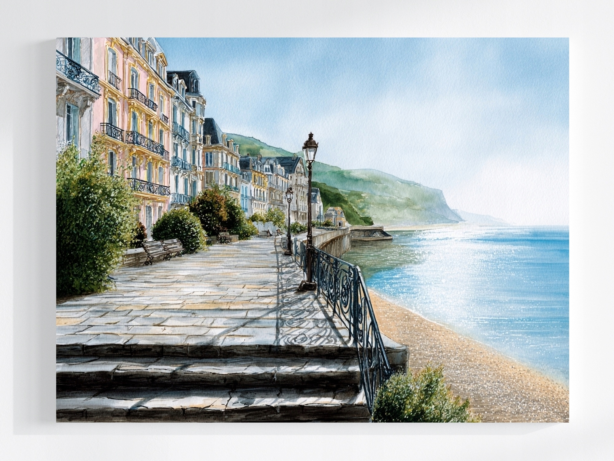 Obraz Na Plátně Canvas Krajina Francie Město Promenáda Moře Slunce 100x75