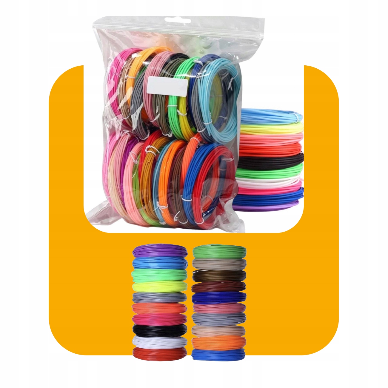 BEZPIECZNY FILAMENT PCL WKŁADY DO DŁUGOPISU 3D 200m 20x10m Rodzaj filamentu PC (poliwęglan)