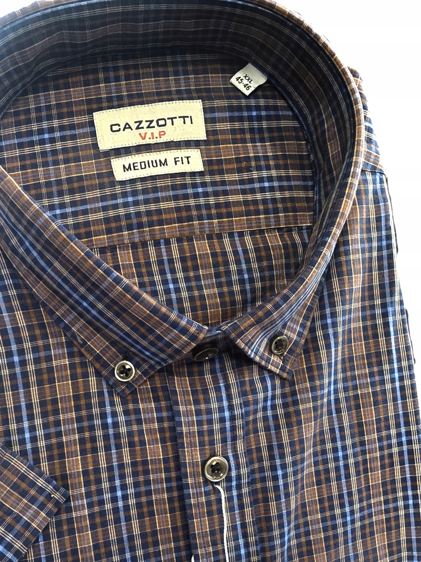 Cazzotti pánská košile 100% Bavlna s krátkým rukávem, střední střih, velikost M 39/40 CA1