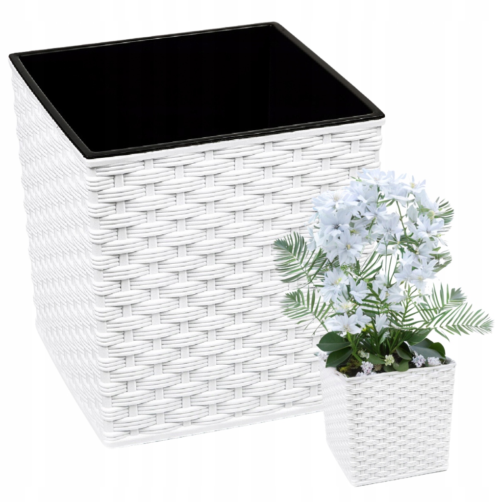 Donica Lamela Juka Rattan 40x40h41,5 Biała Wkład