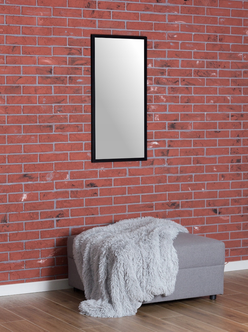 LUSTRO 85X45 w RAMIE wąskiej PREMIUM białe czarne Materiał ramy drewno